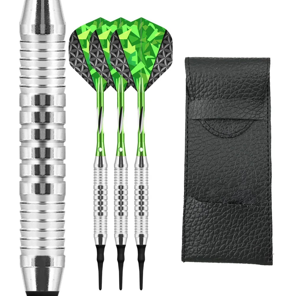 3pcs/ Set Soft Tip Darts Indoor Entertainment Competitive Safety Darts Green Rod Laser Leaf Series