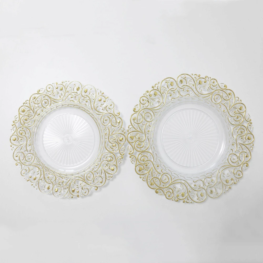 

100PCS Round Charger Plate 13Inche Plastic Decorative Dining Dinner Serving Wedding Christmas Decor Table Place Setting