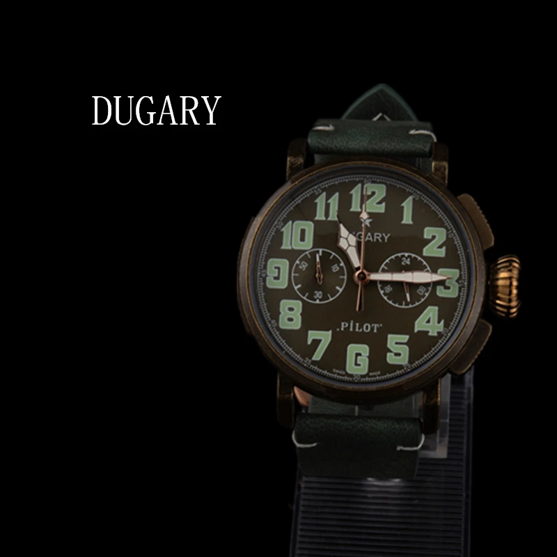 DUGARY pilot quartz watch fashion sapphire China Aviation Chronograph Men Unique Military Sport Wristwatch Relogio Masculino