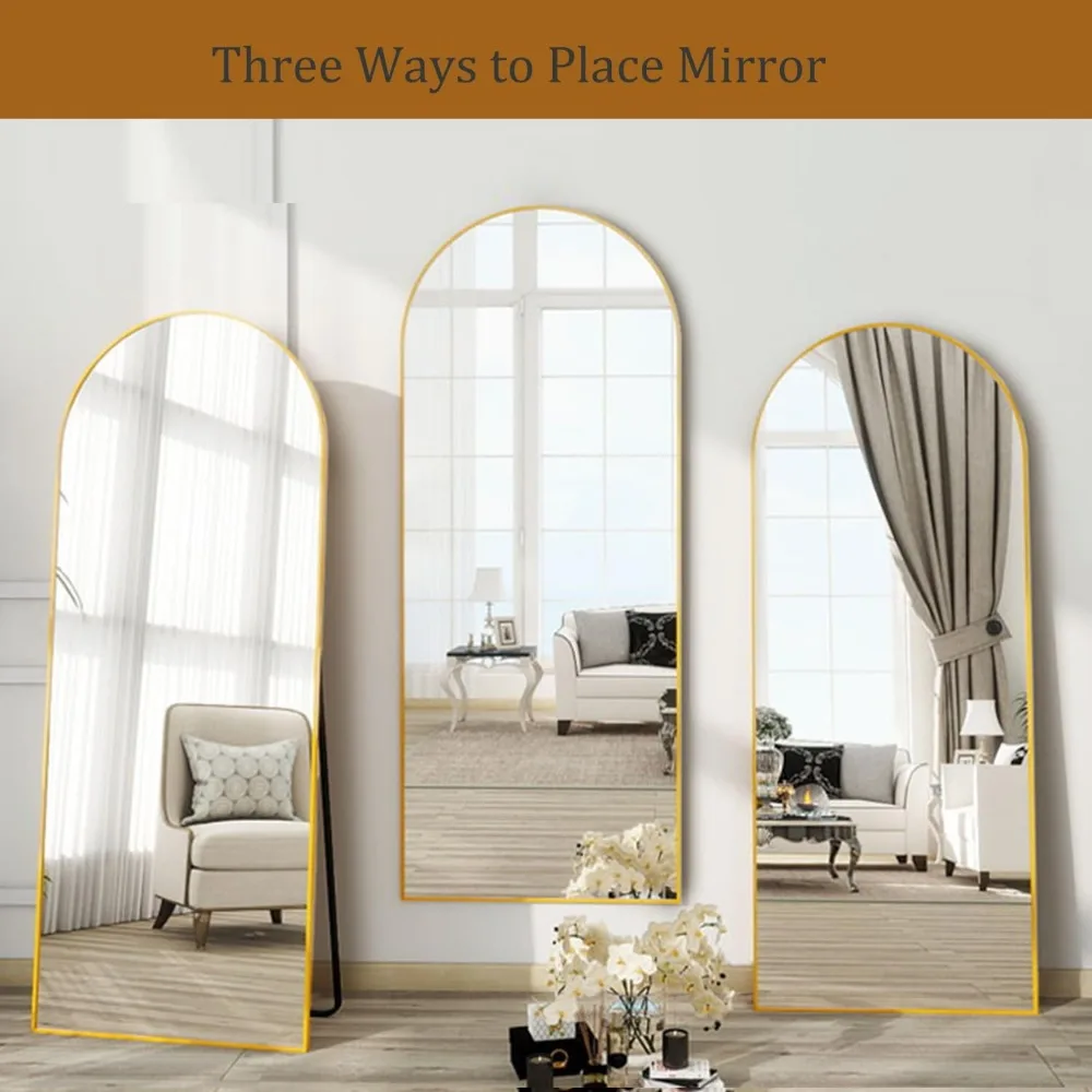 Degfig-Miroir arqué pleine longueur, miroir sur pied 58 "x 18", miroir complet avec support pour salon, chambre à coucher, entrée