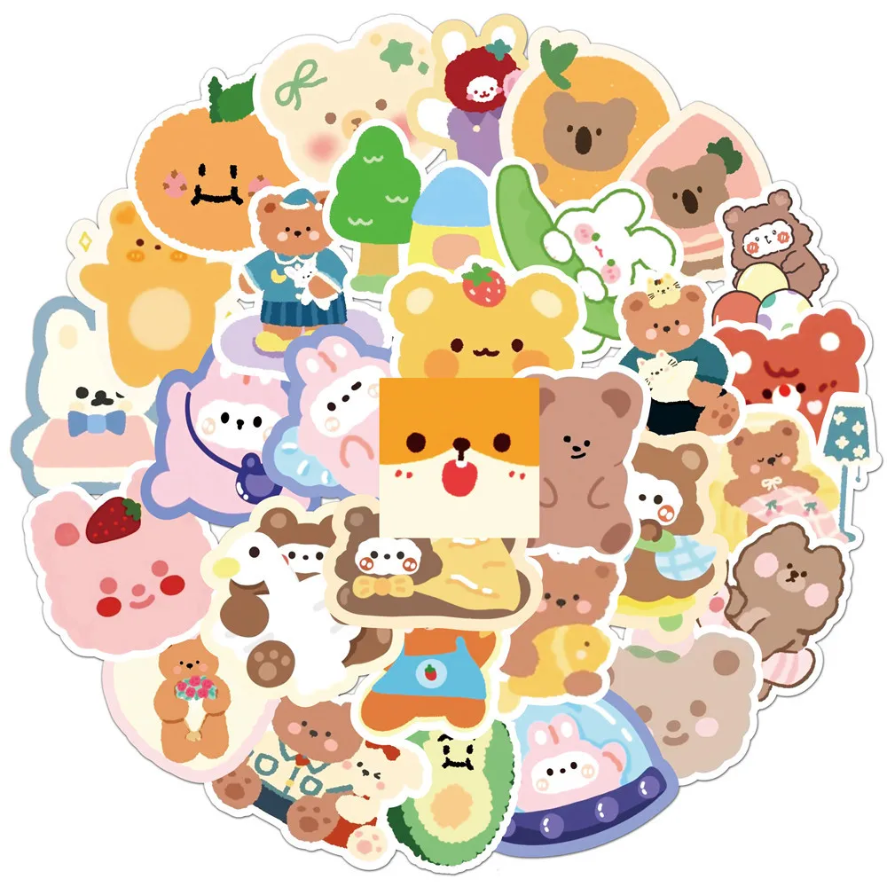 10/30/50pcs Byunnie Boo Cute Bear Graffiti Stickers Funny Kawaii Animal Cute Car  Kids Toys Laptop Pvc Phone Diy Decal Stickers