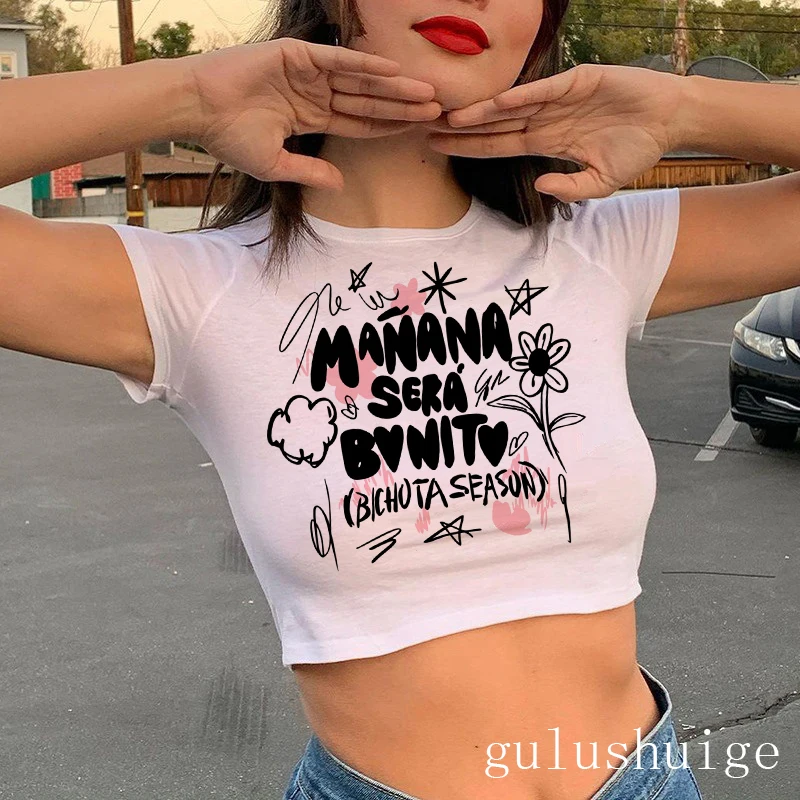 Strretwear Clothing Y2k Crop Top Manana Sera Bonito Bichota Karol G T Shirt Women Graphic T Shirts Grunge Tee Cropped