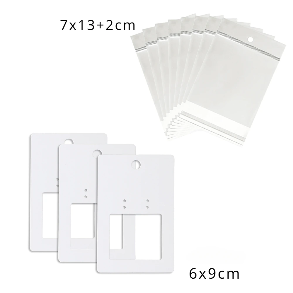 50Pcs 6x9cm Hangable Earrings Sets Display Card With Or Without Bags Jewelry Packaging Cardboard For Small Business Supplier