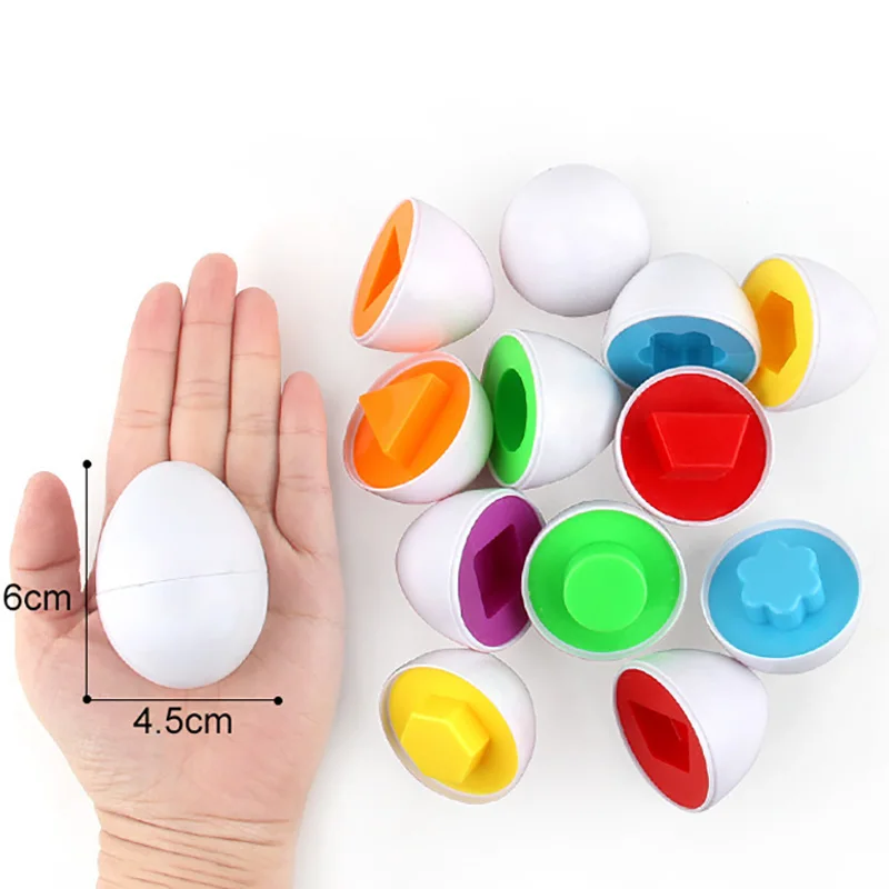 6Pcs Baby Learning Educational Toy Smart Egg Toy Games Shape Matching Sorters Toys Montessori Eggs Toys For Kids Children 2 3 4T