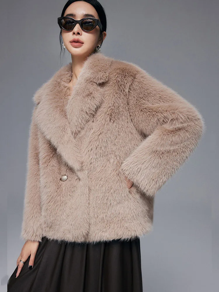 ZADORIN Winter Coats for Women Elegant Lapel Loose Thick Warm Faux Fur Jacket Woman White Fluffy Coat Jackets New In Outerwears