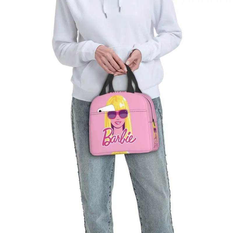 Pink Girl Barbie Lunch Bag Women Portable Cooler Thermal Insulated Lunch Box per la scuola multifunzione Food Bento Box