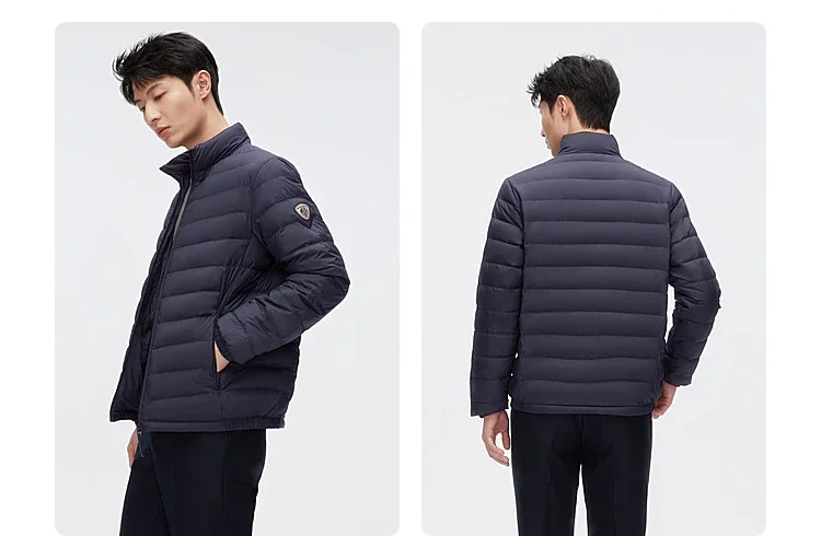 BOSIDENG Lightweight Men's Down Jacket,Water-Resistant Puffer Jacket Winter Coat with Stand Collar for Outdoors Travel 1005