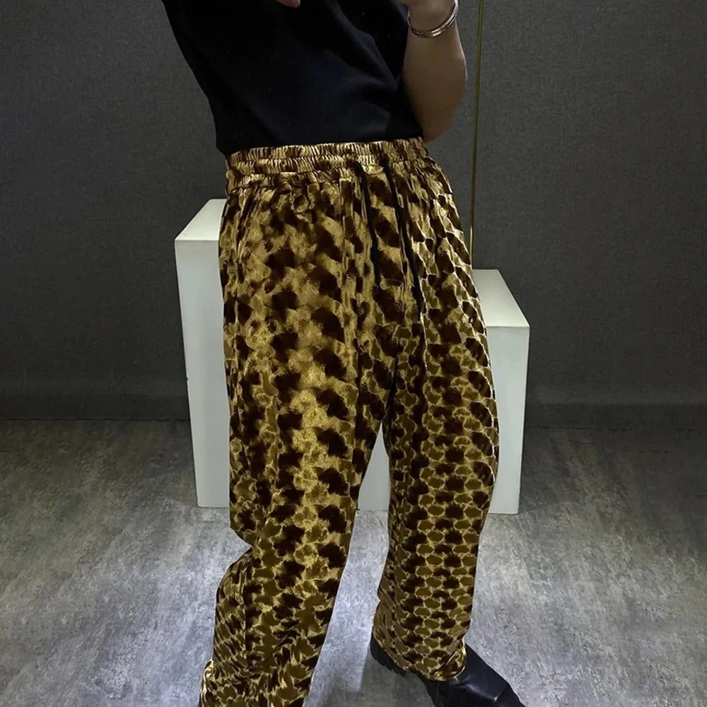 Fashionable Design Niche Retro Gold Velvet Y2k Trousers Men Autumn And Winter High-End Casual Wide-Leg Straight Trousers Men