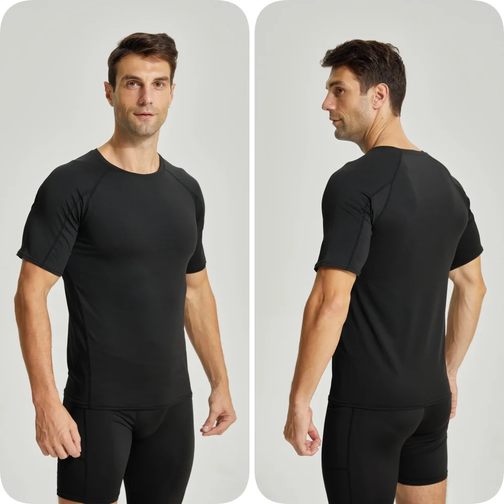 Short Sleeve Compression Shirt Men Quick Dry Workout Shirts Gym Base Layer Tights Running Basketball Athletic Undershirts