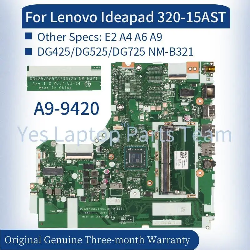 DG425/DG525/DG725 NM-B321 For Lenovo Ideapad 320-15AST 330-15AST 320-17AST Laptop Mainboard E2 A4 A6 A9 Notebook Motherboard