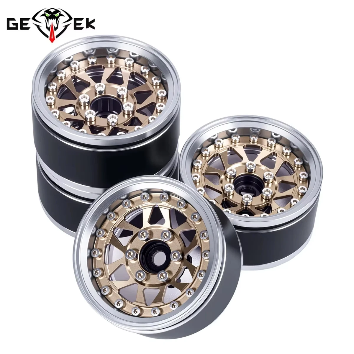 4Pcs 1.9 Aluminum Beadlock Wheel Rims Adjustable Offset 12mm Hex for 1/10 RC Crawler Car TRX4 TRX6 SCX10 90046 GEN7 8 D90 Parts