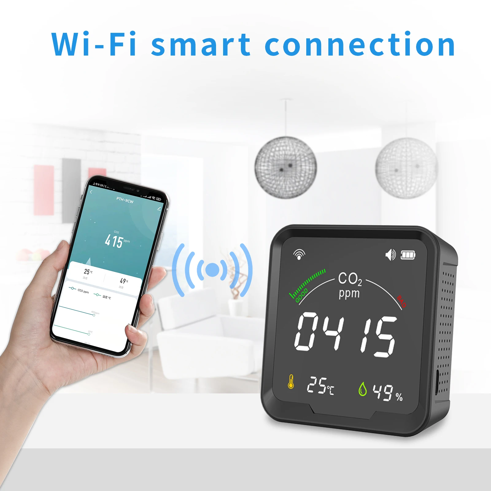 умный дом Protmex PTH-9CW Tuya умный WiFi датчик температуры и влажности детектор углекислого газа парниковый датчик CO2 с индикацией на светильник