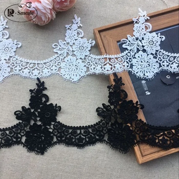 5Yards/ Lot 15cm Wide Black and White Water Soluble Lace Fabric Decoration Garment Accessories Trim RS606