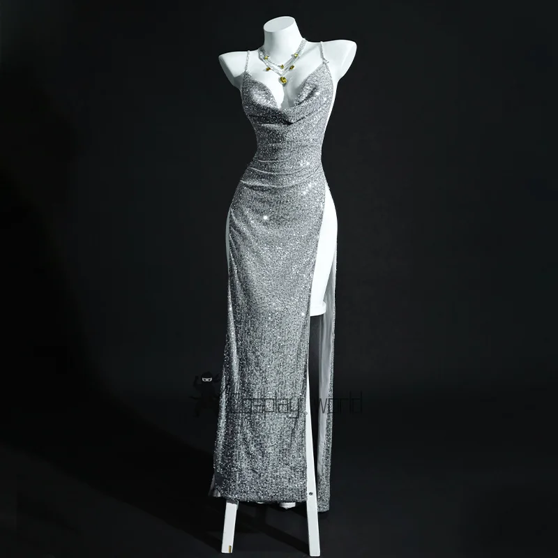 

Костюм для косплея USS St. Louis Azur Lane, серебряное роскошное элегантное платье, рождественский карнавал, Хэллоуин, фестиваль, игровая праздничная одежда