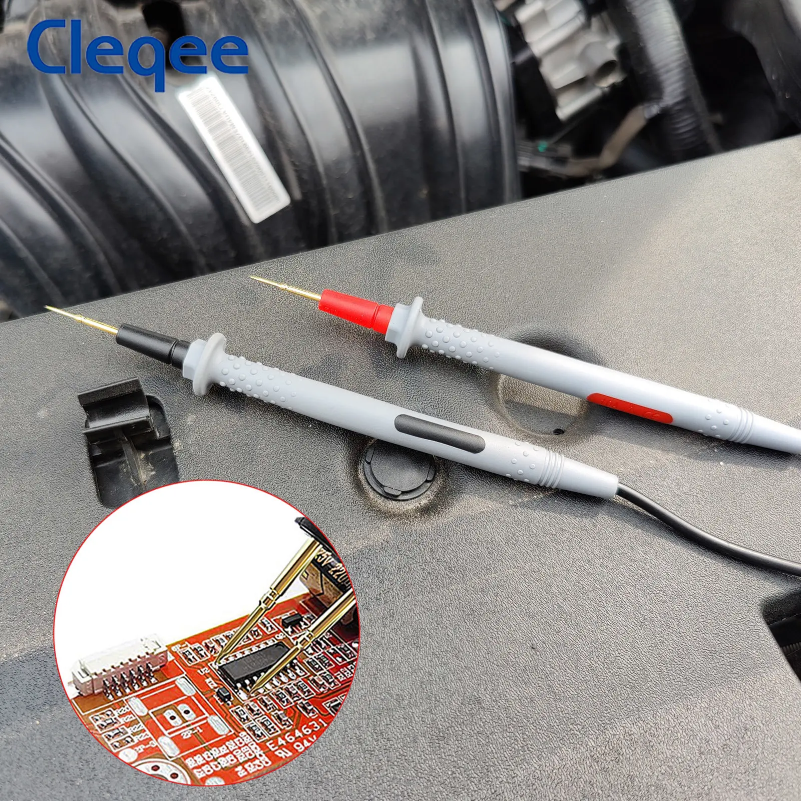 Cleqee P1506B Multimeter Probe Test Leadsปลั๊กกล้วย4มม.0.7มม.Sharpเข็มตรงกับคลิปจระเข้1000V 20A