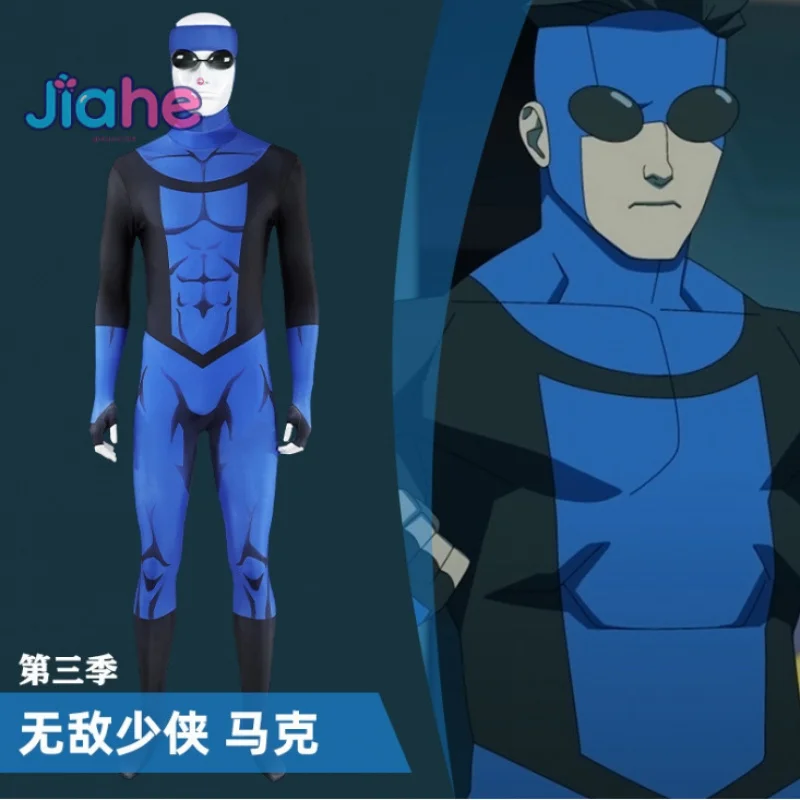 Mark Grayson Invincible Cos Season 3 Cosplay Costume Halloween party jumpsuit, headband, glasses set movie men's fantasy uniform