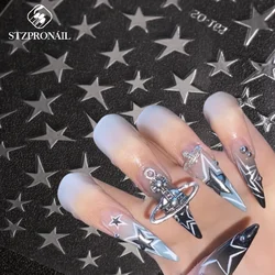 Colorido 3D Laser Nail Art Adesivos, Silver Star Stickes, Night Star Sliders, Encantos Adesivos, Decoração de Unhas, Decalques Manicure Wraps, Y2K