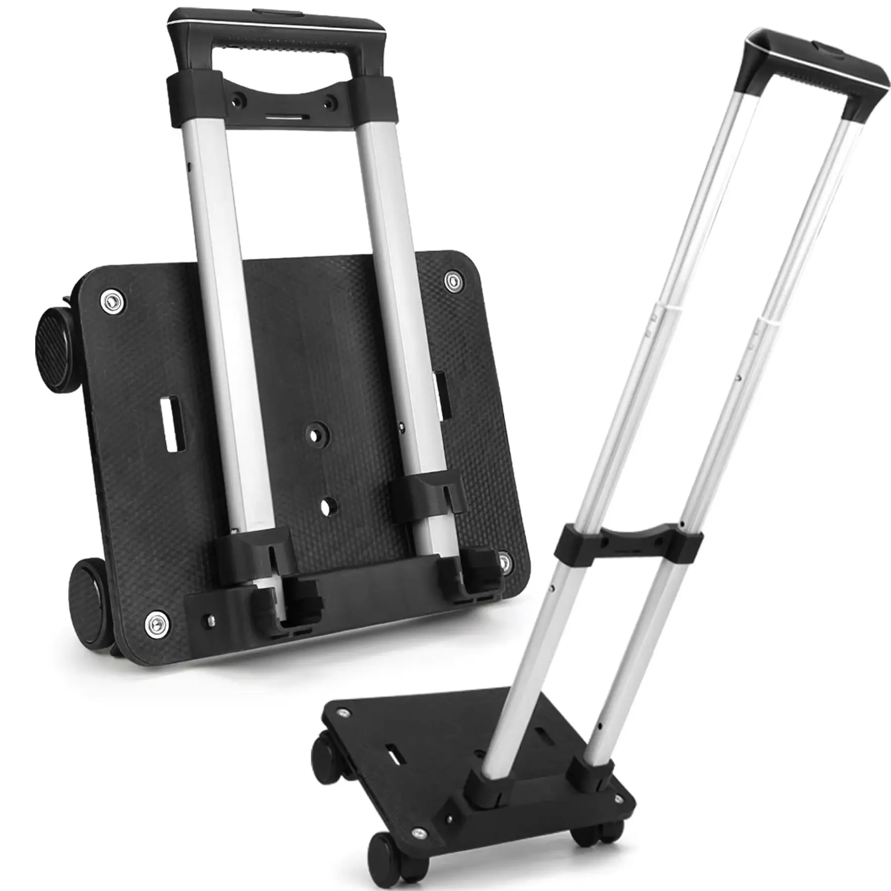 Folding Hand Truck Luggage Cart Dolly Telescoping Handle Aluminum Lightweight 360° Swivel Wheels Trolley Office Shopping Travel