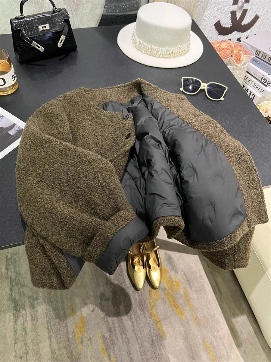 

Модная шерстяная хлопковая куртка для женщин: осенне-зимняя, в стиле «маленький френч», приталенная, универсальная, из хлопка, для уличного стиля