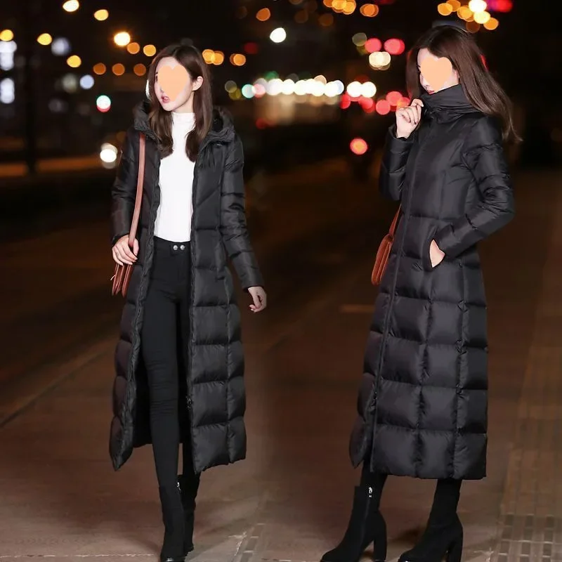 Winter Jacket Women Black Long Puffer Elegant Coat 2023 Vintage Streetwear Thicken Warm Silm Lady Clothes Casual Parkas