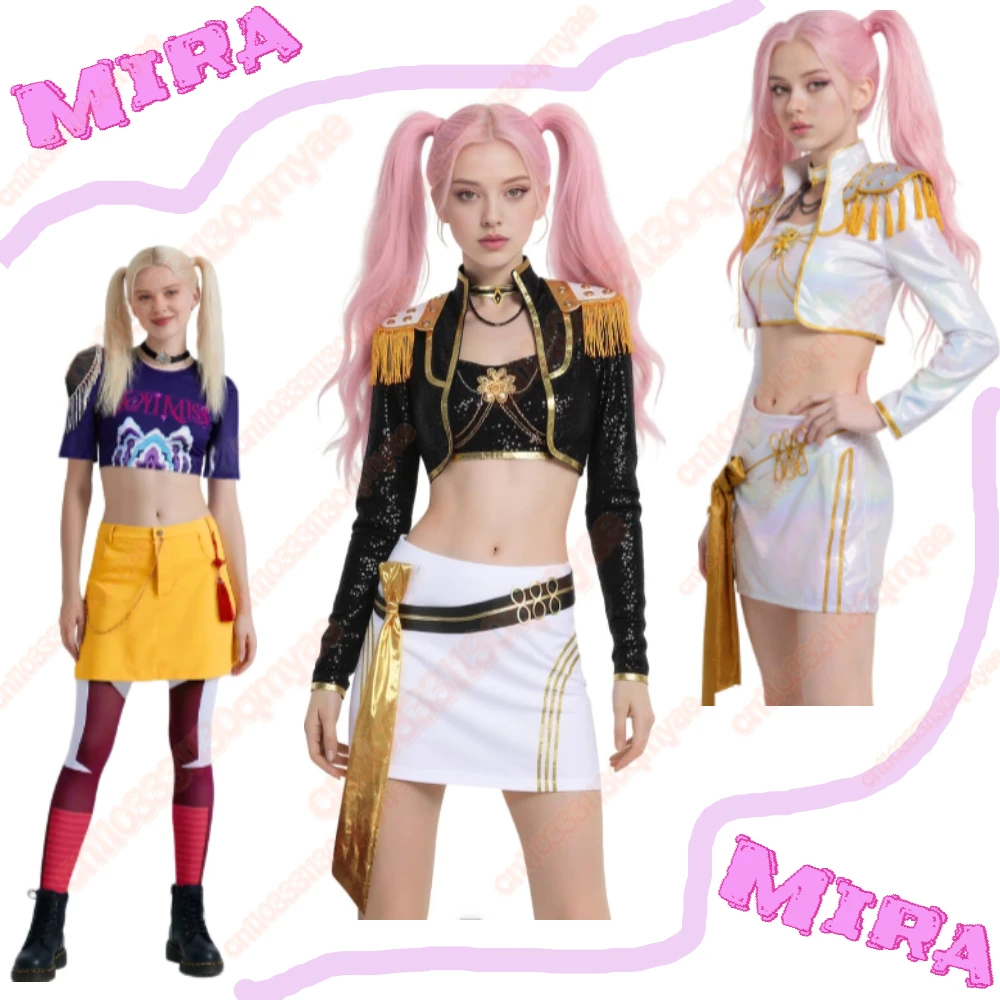 

Mira K-POP Demon Hunters Kids Cosplay Costume Puff Sleeve Rumi Zoey Mira Dress Anime Hunter Squad Outfit for Girls Halloween
