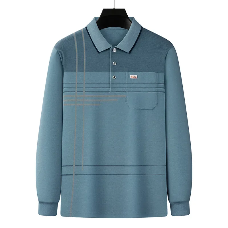 

Luxury Golf Polo Shirts Men Stripe T-shirt Long Sleeve Tops Spring Autumn Business Casual Loose T-shirt Men Clothing Harajuku