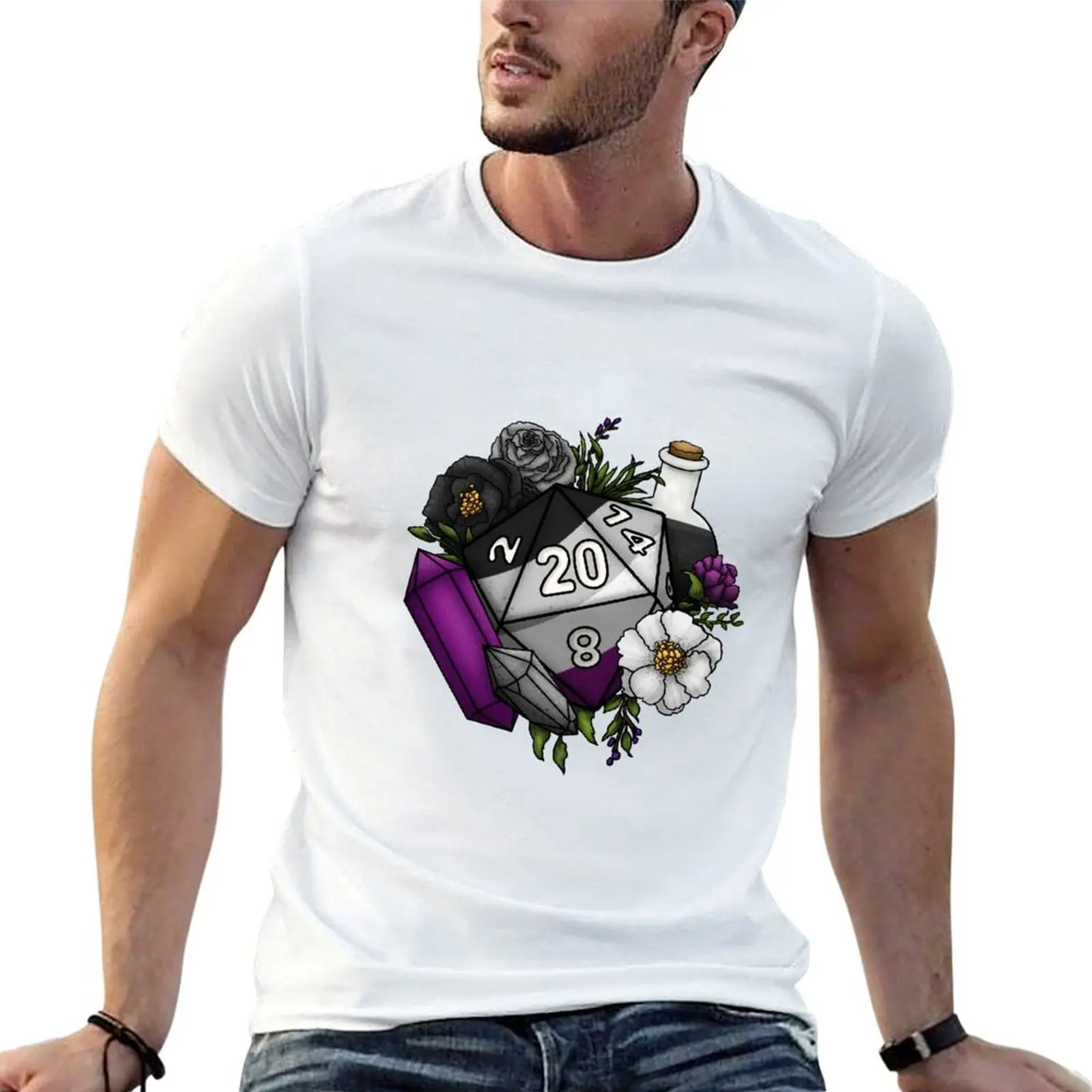 

man D20 shirt Dice t graphic man RPG for pack t white Pride Tabletop Asexual Gaming T-Shirt shirts