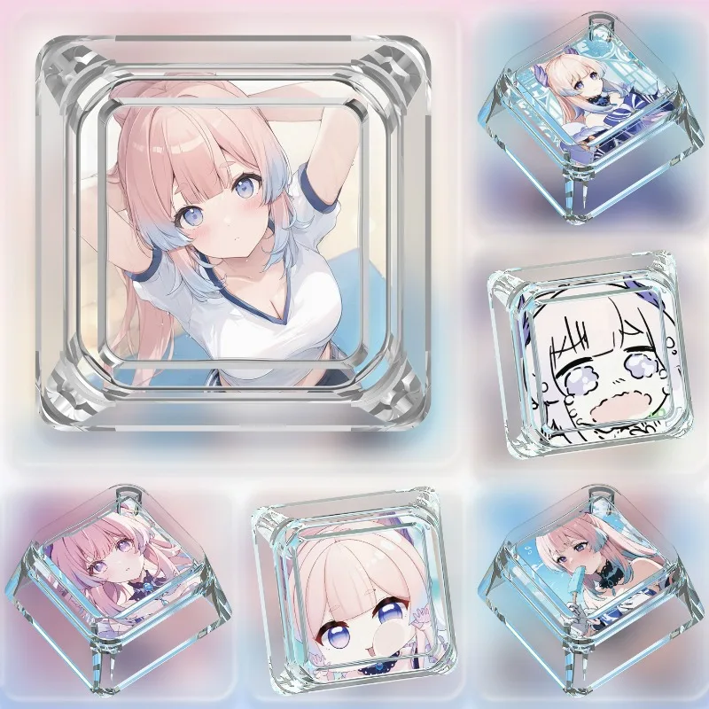 Genshin Impact Keycap Sangonomiya Kokomi Anime Custom Artisan Point Key Cap Transparent Original Mechanical Keyboard Keycap Gift