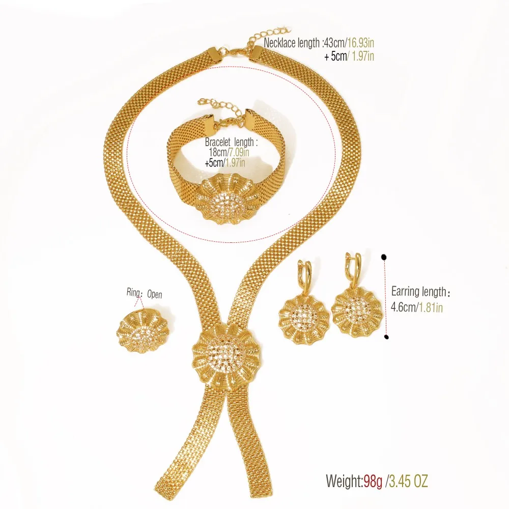 GZJPEI 2025 New Dudai Women Jewelry Set Shiny Cubic Zirconia Hight Quality 18K Gold Plated Jewelry For Party Gift Accessories