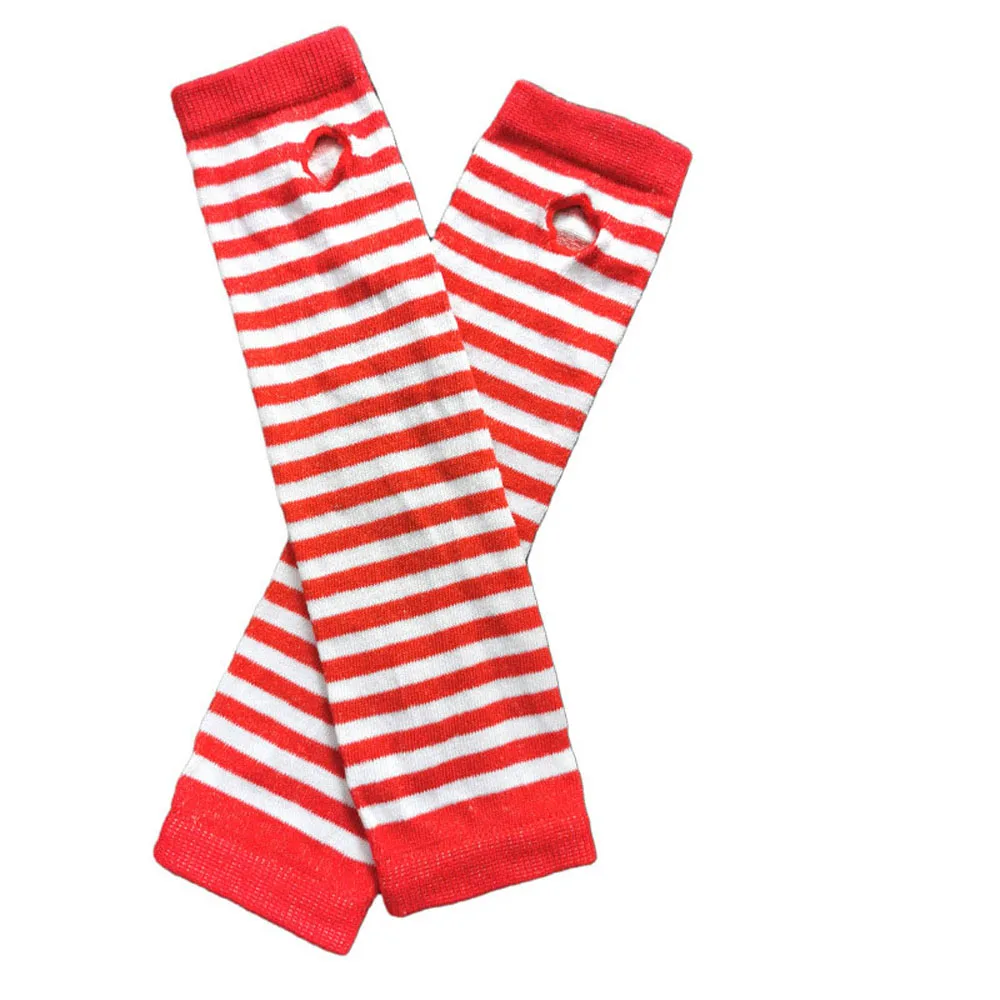 

Long Gloves Cotton Warm Winter Wrist Arm Women Knitted Arm Warmers Fingerless Gloves Striped Glove Hand Mitten