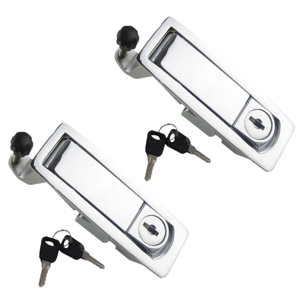 Compression Latch Lock Set 2Pcs Zinc Alloy with Raised Trigger and Keys for Industrial Doors and Electrical Boxes