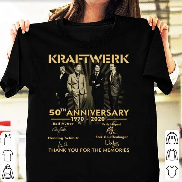 

Классическая черная рубашка унисекс с надписью Thank You Kraftwerk на 50-ю годовщину NE824