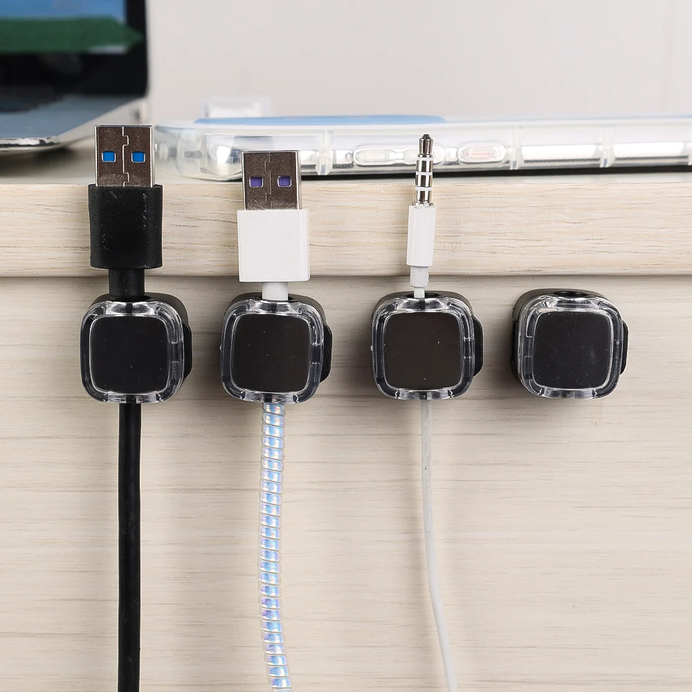 1-5PCS Colorful Magnetic Cable Organizers Clips Adjustable Cord Holder Under Desk USB Line Earphone Management Wire Keeper