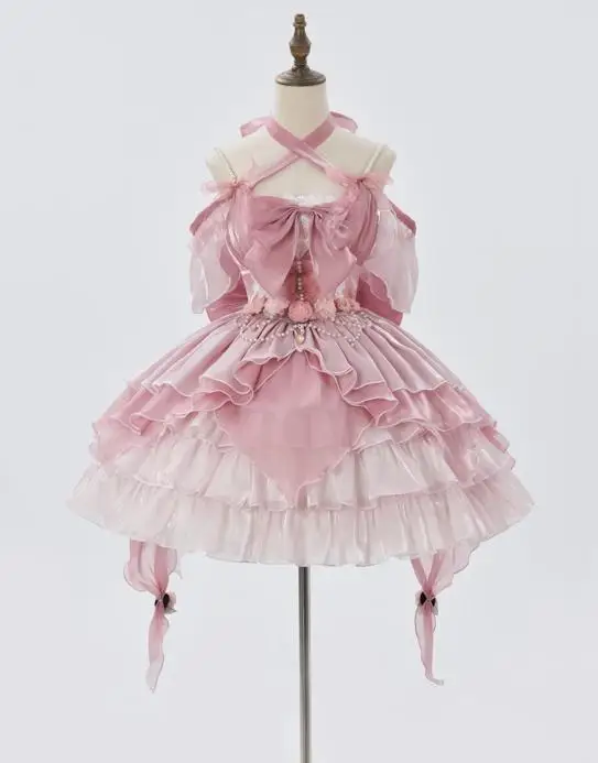 

Pink Flower Bride Lolita Dress JSK Cute Sweet Tailed Puffy Birthday Princess Skirt Fashionable Set Student Uniform Work Outfit