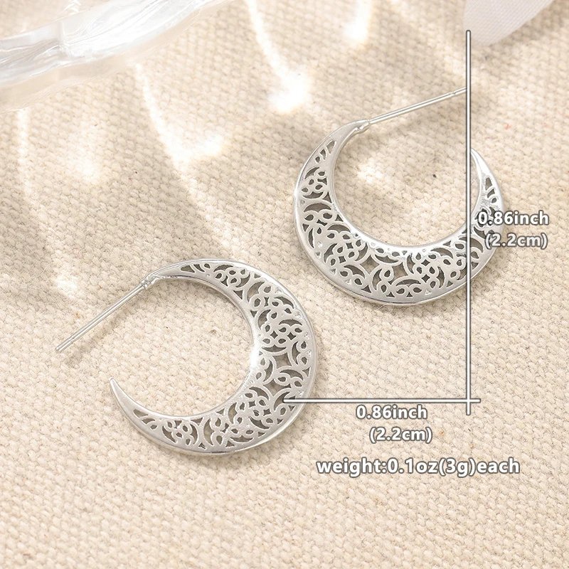 Design Hand Carved Geometry Flower Hoops Women's Earrings Golden Color Metal Daily Wear Party Jewelry Anniversary Gift