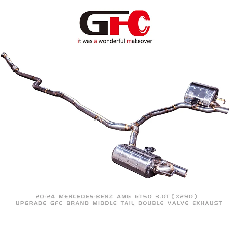 

[Custom product] For 20-24 Mercedes-Benz GT50 3.0 Catback 304 stainless steel adjustable exhaust system muffler tube