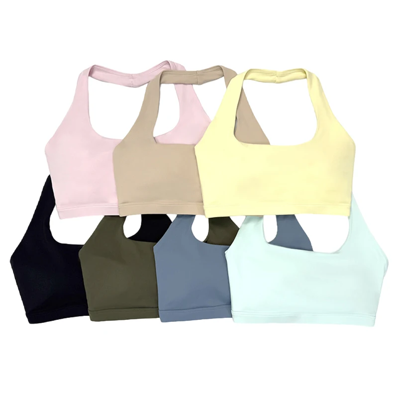 

Easylift Halter Bralette Спортивное нижнее белье с бретелькой на шее, женская одежда для йоги с подушечками на груди, красивая спина для пилатеса, бюстгальтер для йоги