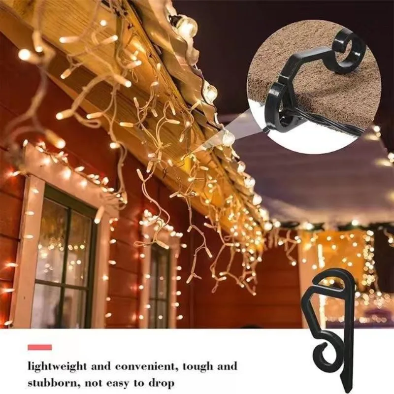 100pcs Light String Clips Hook S-shaped Gutter Heavy Duty Hanging Hooks Outdoor Securing Holder Halloween Christmas Tree Decor