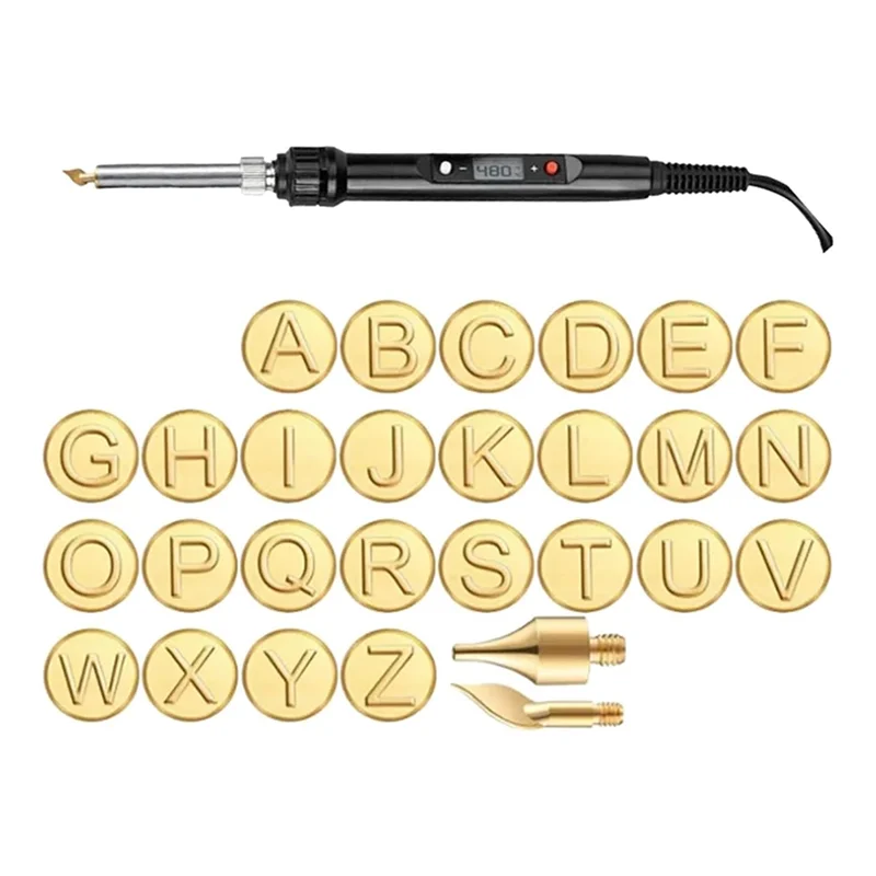 

A24F-DIY Набор для выжигания древесины/кожи + медная форма, подходит для дерева, тиснение своими руками, резьба по дереву, вилка европейского стандарта