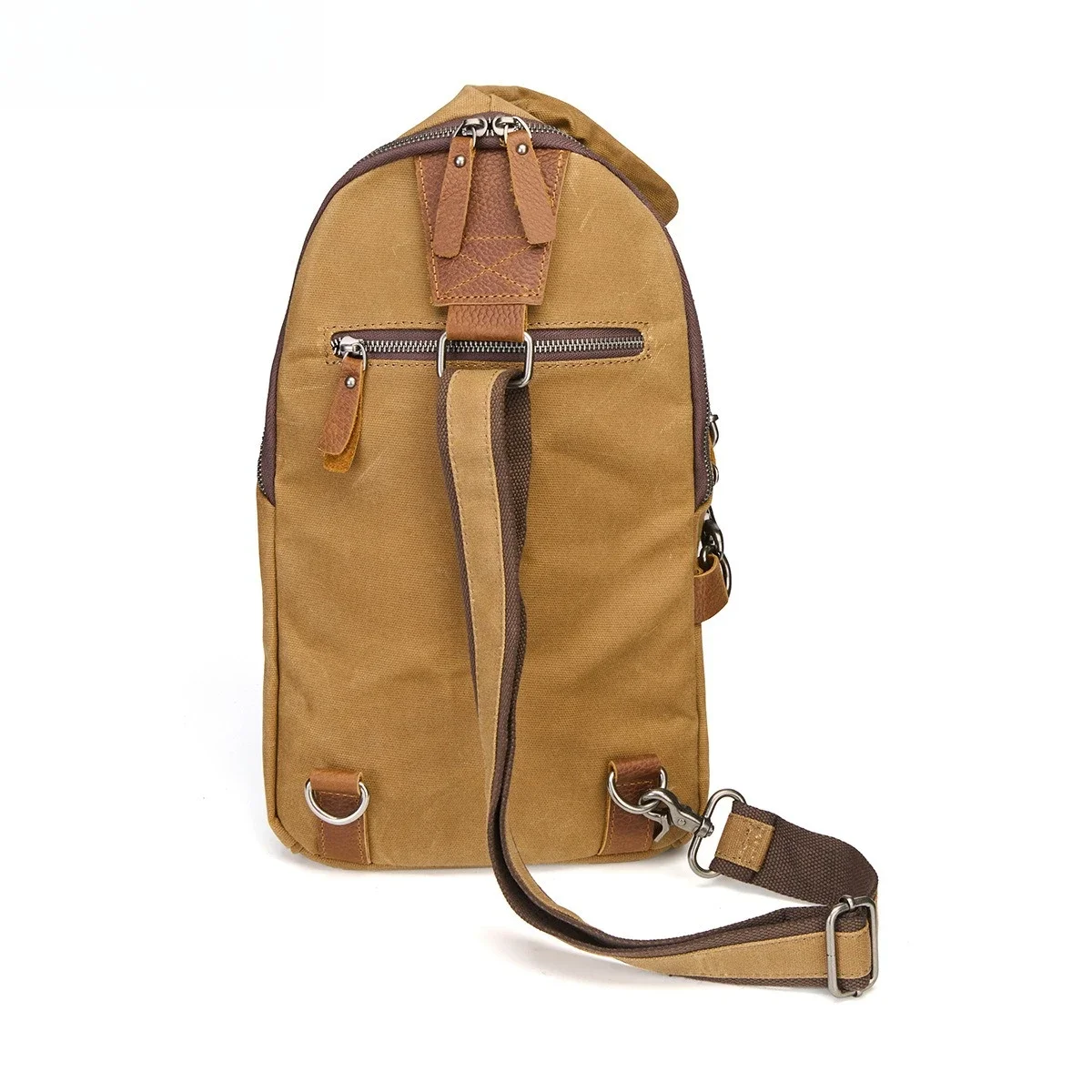 【premium quality】Men's Vintage Waxed Canvas Chest Bag Waterproof Shoulder Bag Casual Dumpling Shape Backpack Outdoor Travel Bag