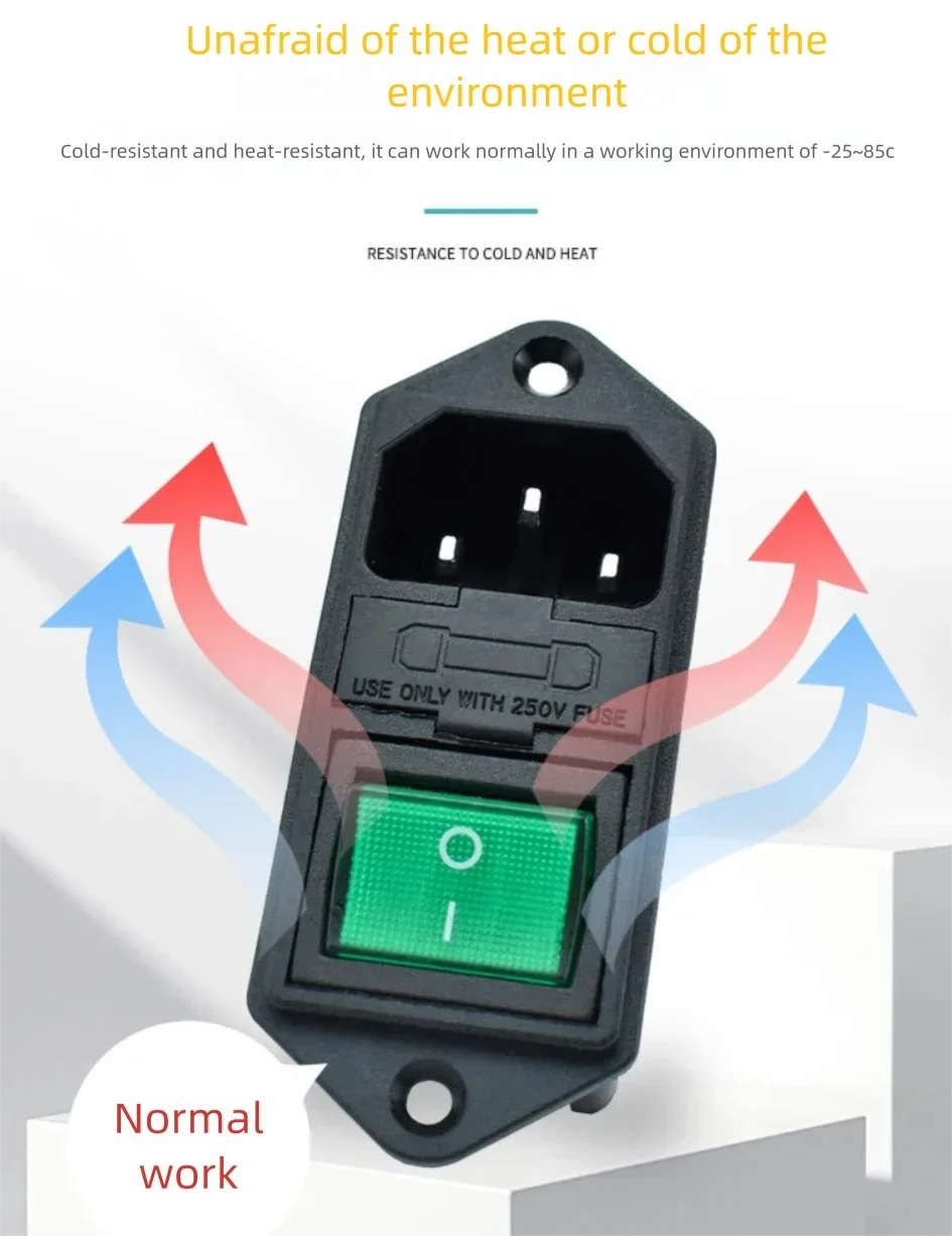 Medical Device Socket AC-02 with Fuse KCD4 Rocker Switch Cloverleaf Two-Pin Socket for Healthcare Equipment