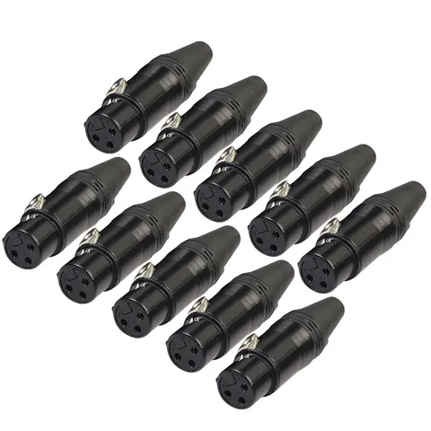 10pcs DIY Microfone XLR 3Pin Conector Fêmea Cabo Adaptadores de Plugue de Solda