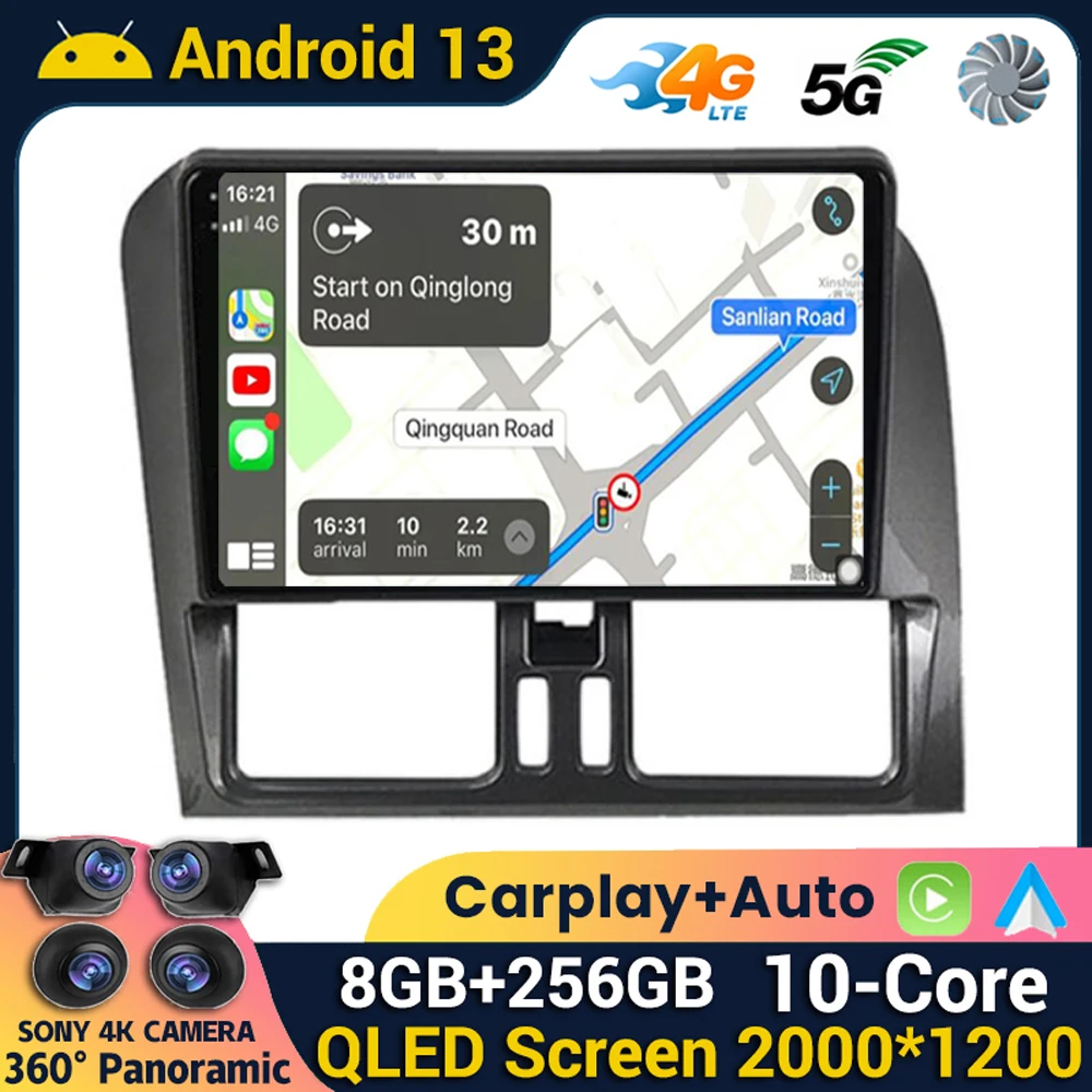 

Android 13 optional 360 Camera Car Radio For Volvo XC60 que 1 2008-2017 Stereo Multimedia Player GPS Navigation CarplayAuto WIFI