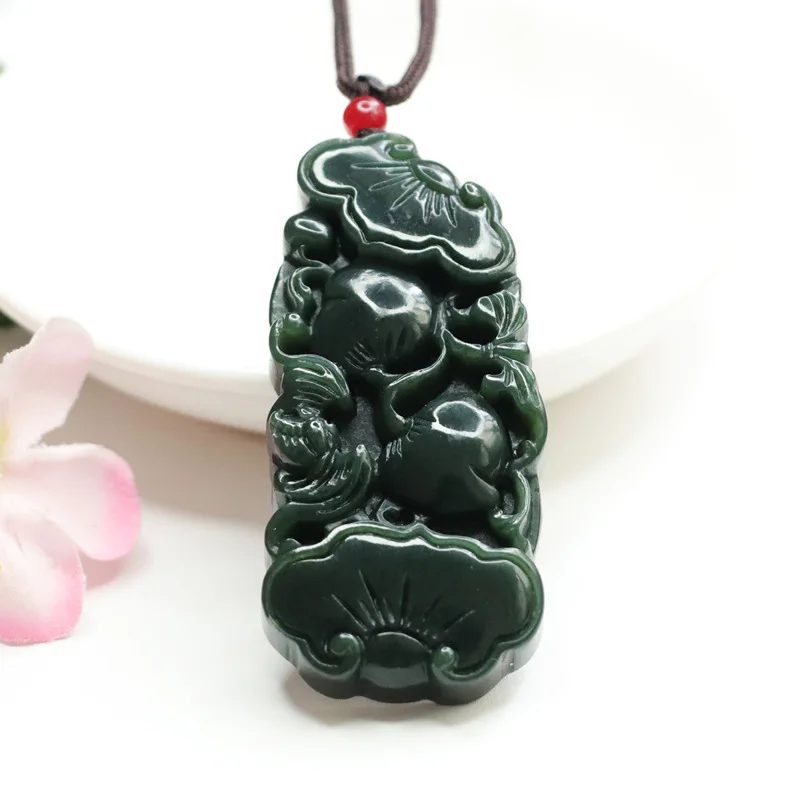 

Natural Hetian Jade Tibetan Cyan Fortune Bat Coin Pendant Ancient Talisman Gift HT2051429
