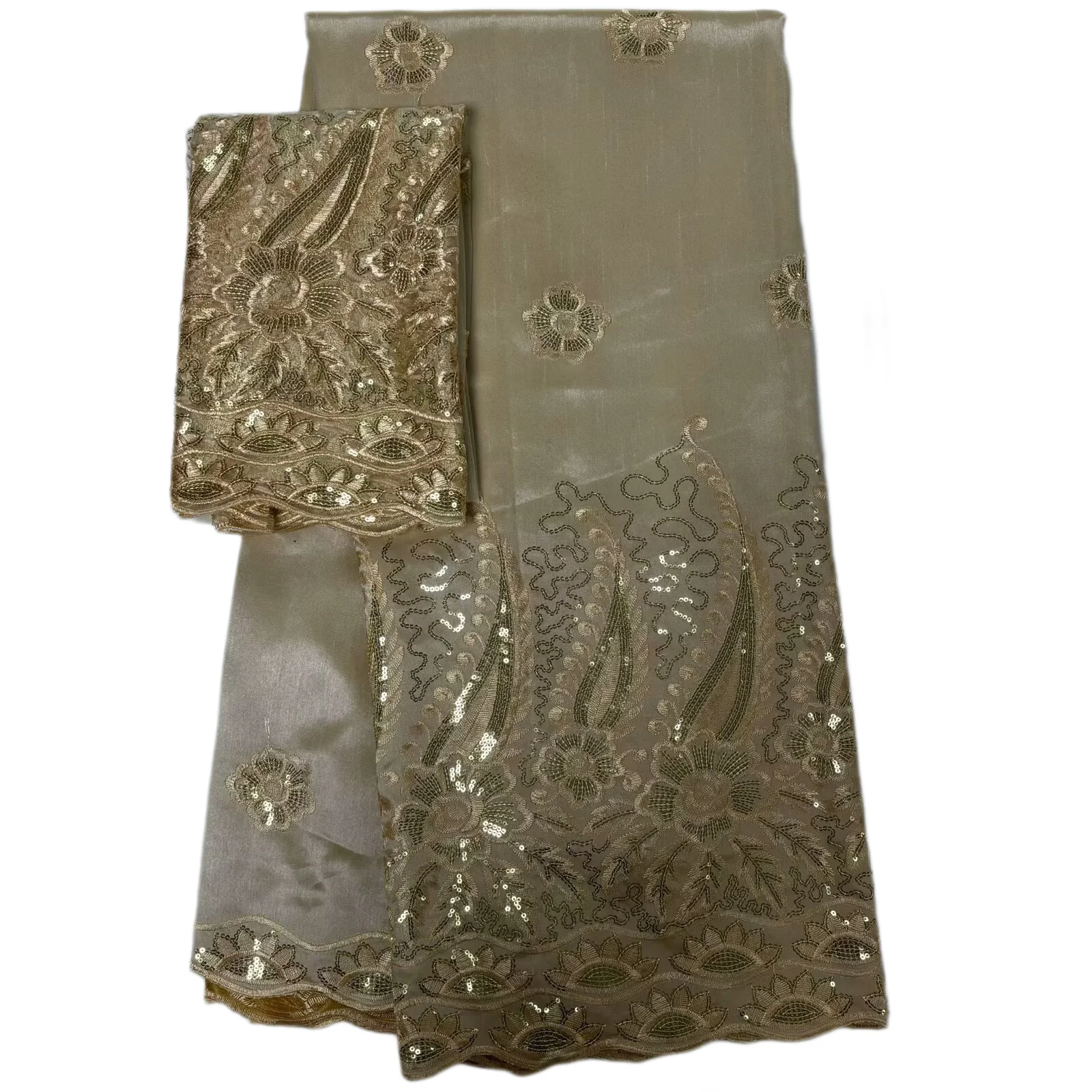 Nieuwe Pailletten George Kant 2025 Hoge Kwaliteit Indiase George Kant Stof Met Franse Netto Kant Stof Blouse Voor Trouwjurk 5 + 2 Yard