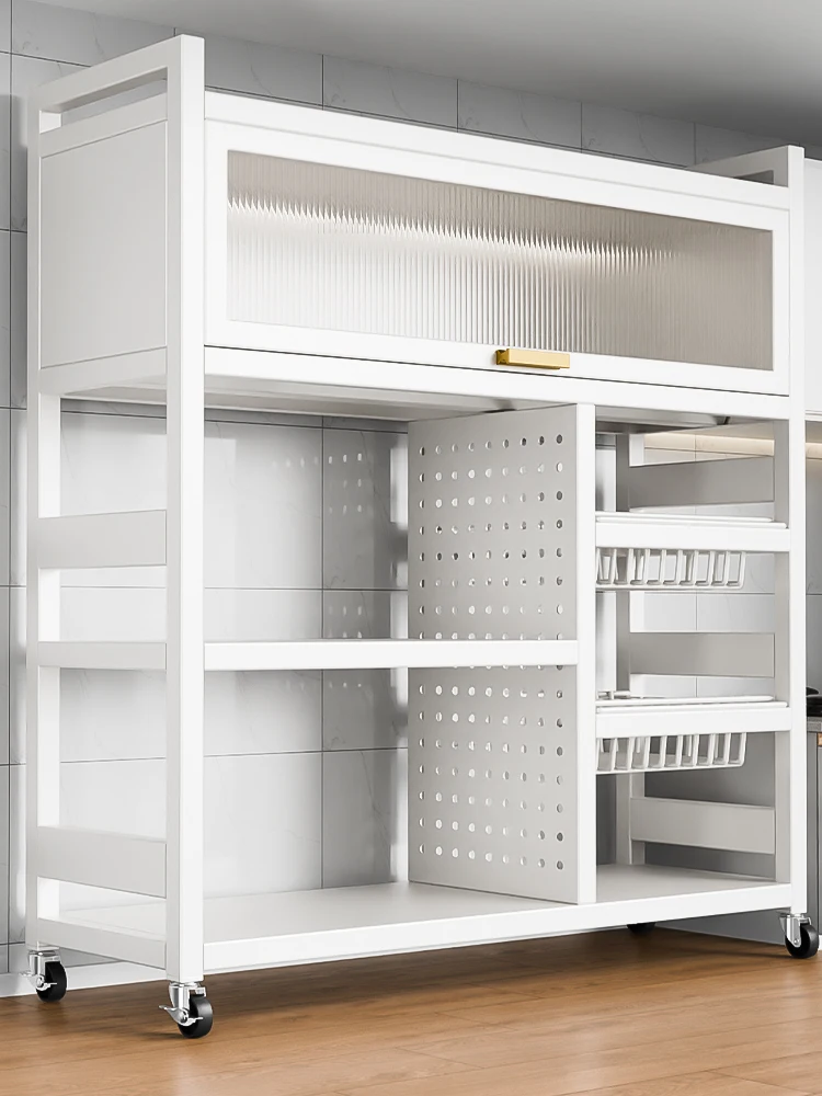 

Kitchen shelves, floor-to-ceiling, multi-layer shelves, multi-functional vegetable baskets, microwave oven storage