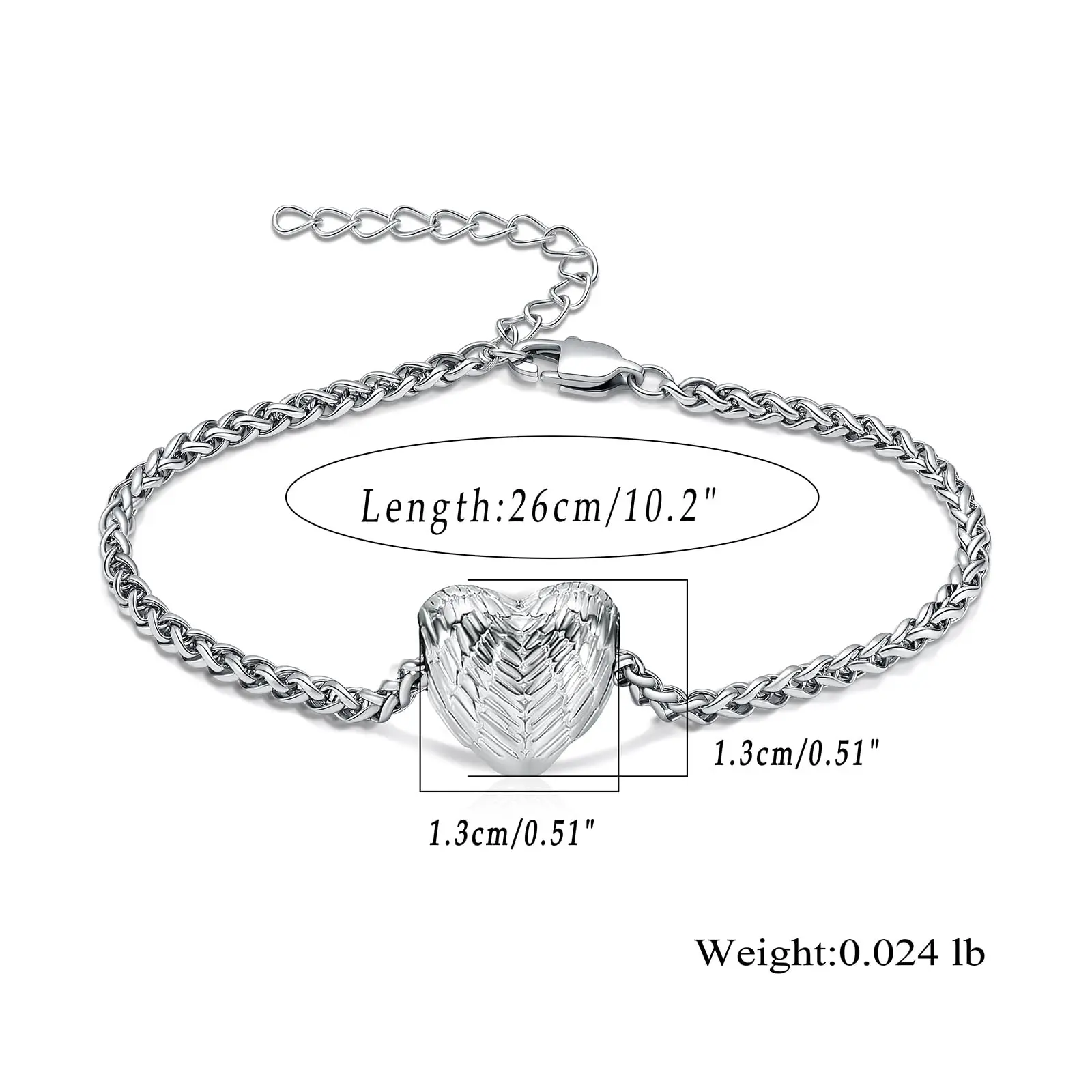 Heart Urn Bracelet for Ashes Stainless Steel Cremation Jewelry Adjustable Hand Chain Keepsake Memorial Gift for Women Girl