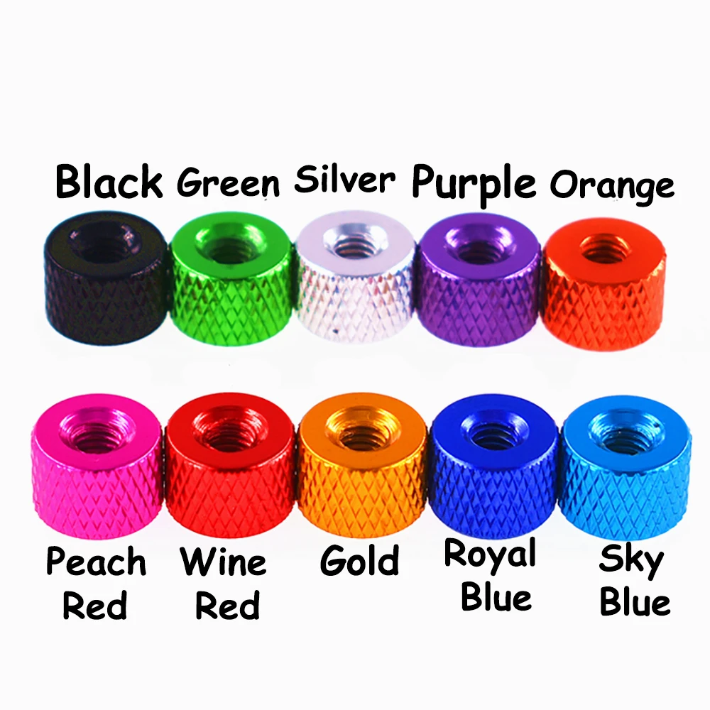 Weiyi 5 Stück/Set M2-M6 Grob 6 # -32 UNC Aluminium Bunte Gerändelte Runde Daumenmuttern zum Handfestziehen für DIY-Projekte – Detail 5