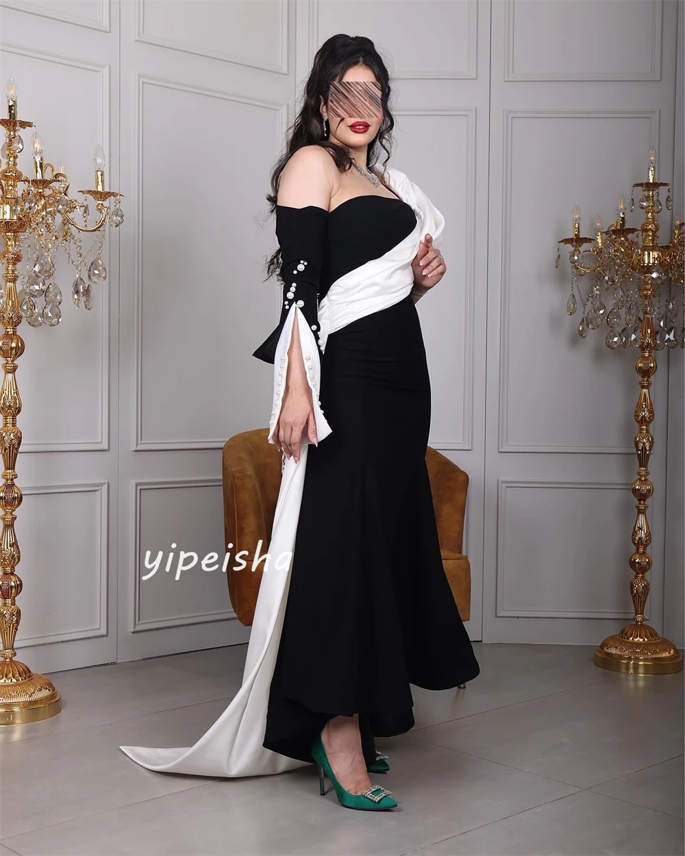 Jersey Pearl Ruched Wedding Party A-line One-shoulder Bespoke Occasion Gown Long Dresses