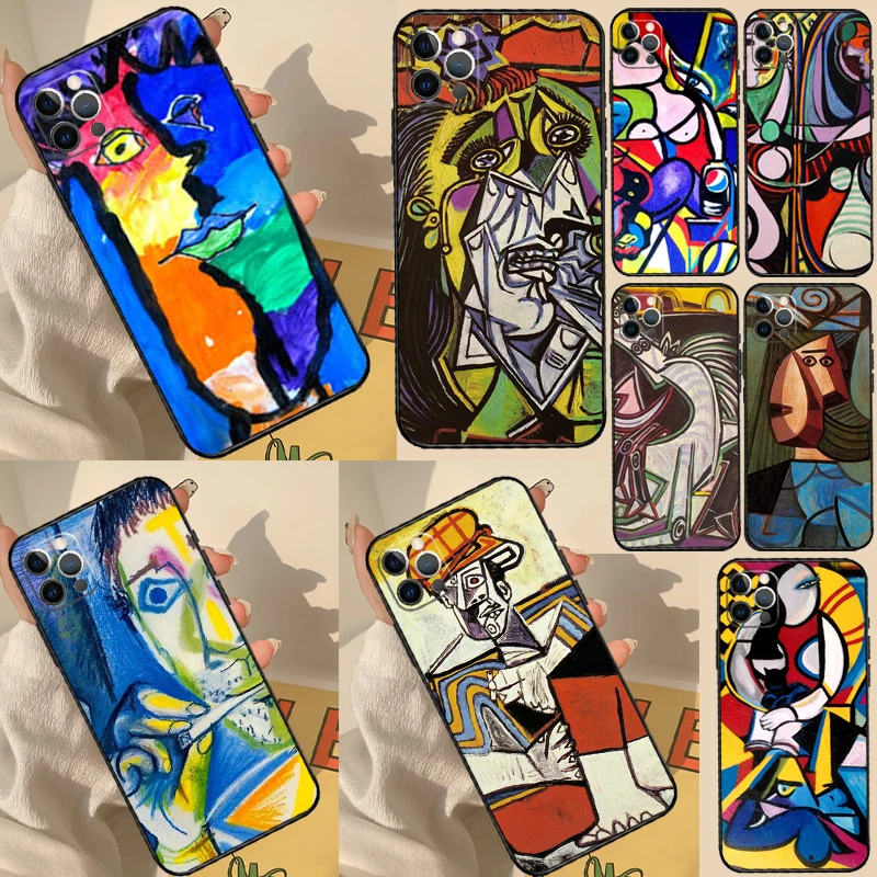 Picasso Abstract painting Art Case For iPhone 11 12 13 14 15 16 Pro Max Cover For iPhone 13 12 Mini XR X XS Max Plus